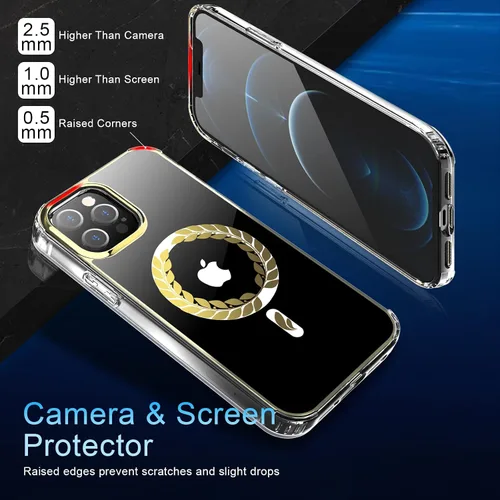 Vista 5 de Hasaky Funda magnética diseñada para iPhone 12 Pro Max de 6.7 pulgadas, compatible con MagSafe, purpurina brillante transparente [no amarillento]