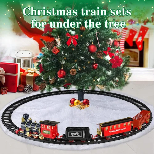 Vista 6 de Juego de Tren BainGesk, Juego de Tren de Navidad con Vapor, Luz y Sonidos, Juguete de Tren Eléctrico para Niños y Niñas, Juego de Tren de Navidad
