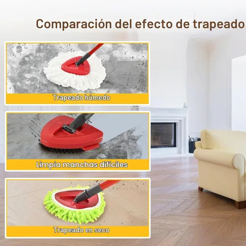 Vista 6 de 6 piezas de cabezales de repuesto para mopa para el sistema de mopa giratoria Ocedar EasyWring de 1 tanque, incluye 2 mopas giratorias de microfibra