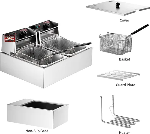 Vista 7 de FROTH & FLAVOR Freidora 12 ltrs para papas fritas 6+6 Ltrs