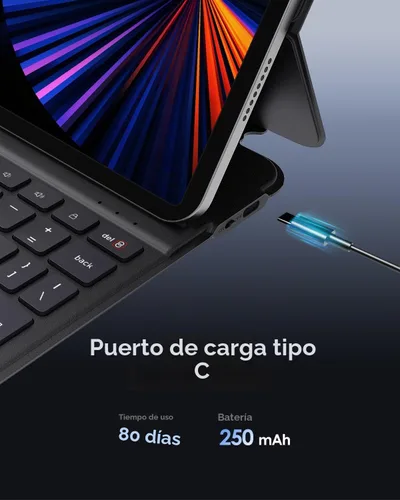 Vista 6 de Funda para iPad de 11ª (A16, 2025)/10ª generación con teclado, funda magnética desmontable para teclado Bluetooth inalámbrico para iPad de 10.9
