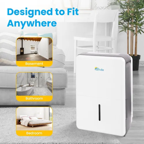 Vista 7 de Senville Deshumidificador de 20 pintas, certificado Energy Star, filtro lavable, ideal para sótanos, dormitorio, sala de estar, Energy Star, filtro