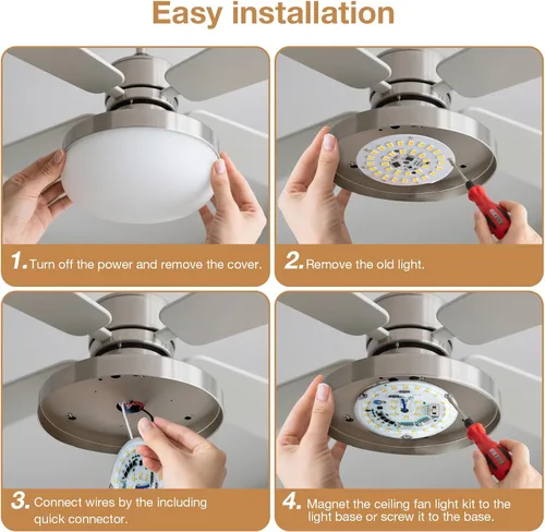Vista 7 de Kit de Retrofit de Luz LED para Ventilador de Techo, 4 Pulgadas, Kit de Repuesto de Luz de Techo Motor PCB de Panel, 18W, 3CCT 3000K-4000K-5000K