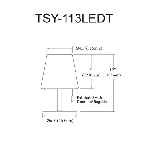 Vista 5 de Dainolite Tinsley Lámpara de mesa - 2.5W - Acabado negro mate - Pantalla blanca - Bombilla que cambia