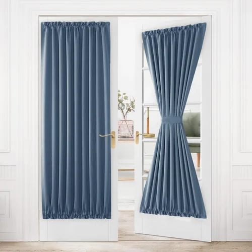 Vista 123 de DWCN Cortinas para Puertas Francesas – Cortinas opacas térmicas con bolsillo para barra para puertas con ventana de cristal, puertas de cocina
