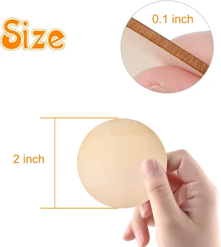 Vista 2 de Coopay 120 círculos de madera de 2 pulgadas, rebanadas de madera redondas sin terminar, recortes de madera natural para colgar puertas, pintura