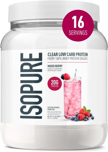 Vista 12 de Isopure - polvo de proteína de suero de leche con sabor a fruta ligera refrescante