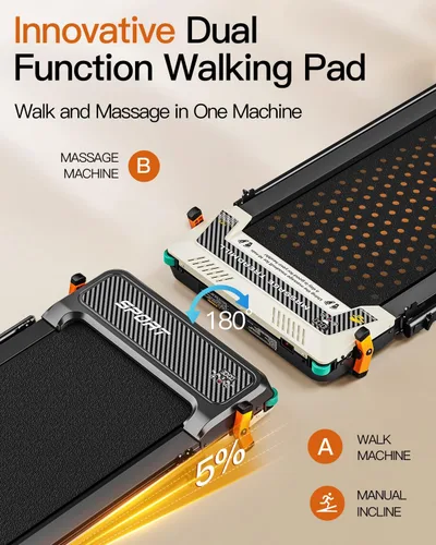 Vista 2 de FUNRAY Versatile Walking Pad Treadmill with Incline - Dual-Sided Under Desk Treadmill with Foot Massage,2 in 1 Walking Pad for Home/Office, Portable