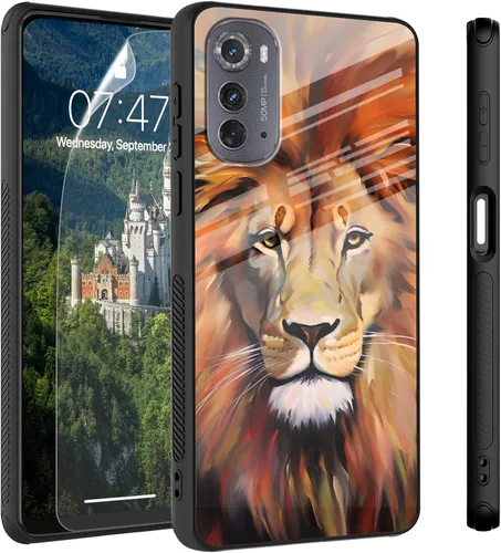 Vista 40 de Funda para Motorola Moto Edge 2022, cubierta trasera de vidrio templado con protector de pantalla, funda protectora a prueba de golpes para Motorola