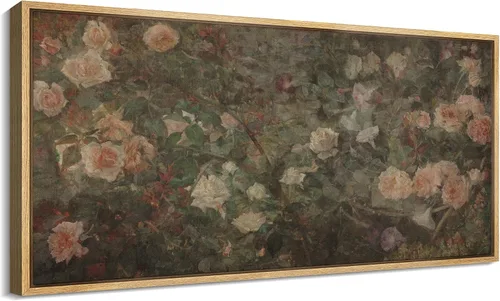 Vista 78 de SIGNFORD Lienzo enmarcado extragrande para pared, diseño de flores silvestres, paisaje, campo escénico con flores florecientes, ilustraciones