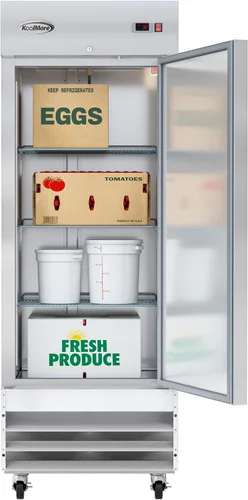Vista 14 de KoolMore RIR-1D-SS12C Refrigerador comercial de acero inoxidable de entrada con una puerta de acceso para restaurante, café y almacenamiento