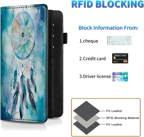Vista 62 de Funda para chequera para hombres y mujeres, cartera de cuero RFID con ranuras para tarjetas de crédito, soporte de cheques duplicados personales