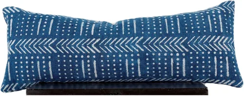 Vista 19 de Trade Star Mudcloth - Funda de cojín decorativa para lumbar, 100% algodón, color índigo, estilo granja, funda de almohada gruesa, estilo bohemio