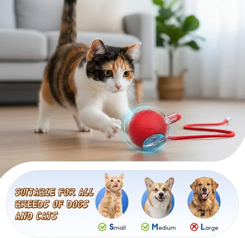 Vista 2 de Pelota de juguete interactiva para gatos, juguetes para gatos de interior, juguetes interactivos inteligentes autoenrollables para perros, bolas