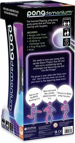 Vista 7 de MindWare Juego de fiesta Pongdemonium – Desafío de acción de ritmo rápido con temporizador, pelota rebotante y 55 cartas – Divertido juego