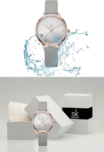 Vista 7 de SK Reloj de pulsera de cuarzo para mujer, elegante, ultrafino, resistente al agua
