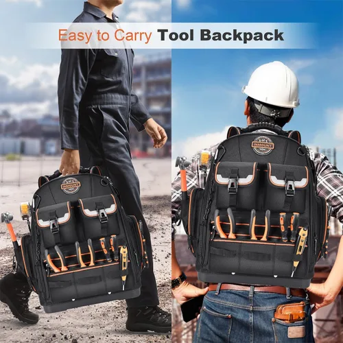 Vista 8 de Mochila Bolsa de herramientas - Mochila de herramientas LOKASS Organizador de herramientas resistente, mochila de herramientas HVAC resistente al
