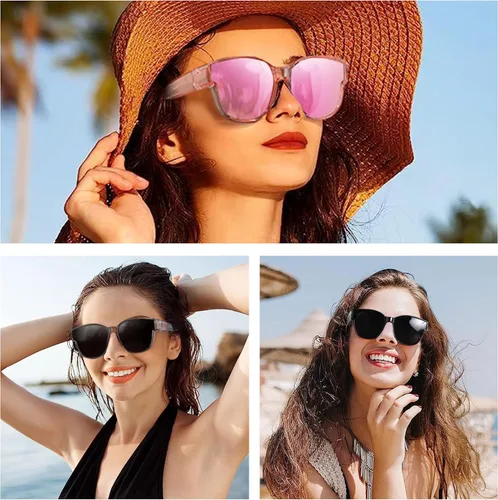 Vista 7 de Lentes de sol polarizados para mujeres y hombres, lentes de sol cuadrados envolventes con protección UV400 para conducir