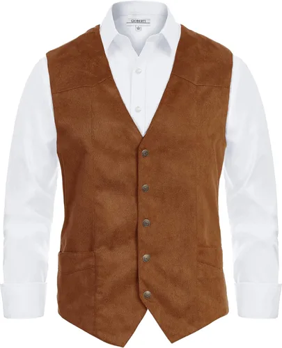 Vista 10 de Gioberti Chaleco de ante sintético de 5 botones para hombre Café