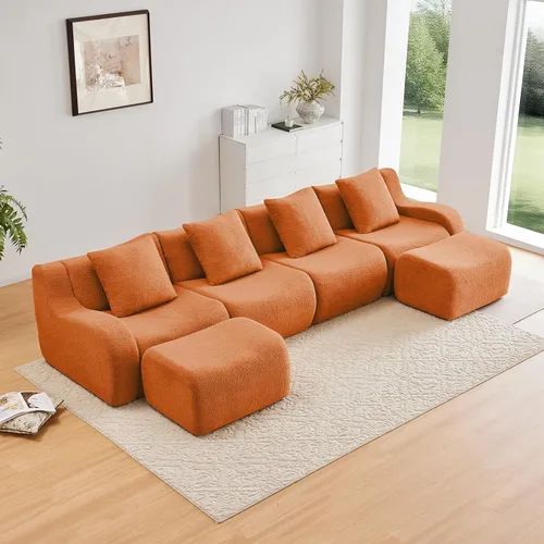 Vista 26 de Sofás de peluche sin hueso para sala de estar, juego de sofá modular negro con asiento profundo, sofá de gran tamaño, sofás para sala, cómodos sofás