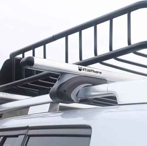 Vista 3 de Barras transversales de techo de aluminio aerodinámico de 56" universales, ajustables, con capacidad de carga de 200 lbs, para la mayoría