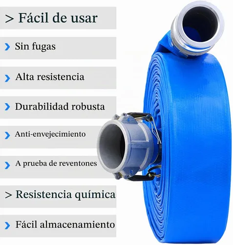 Vista 6 de Manguera de descarga plana de PVC de 1 pulgada x 50 pies con accesorios de aluminio Camlock C y E, montaje de bloqueo de leva, conjunto de manguera