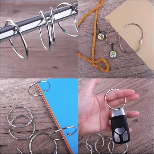 Vista 6 de AKONEGE 2 pulgadas (paquete de 25) anillos sueltos para carpeta de hojas, acero niquelado plateado, para escuela, hogar, oficina