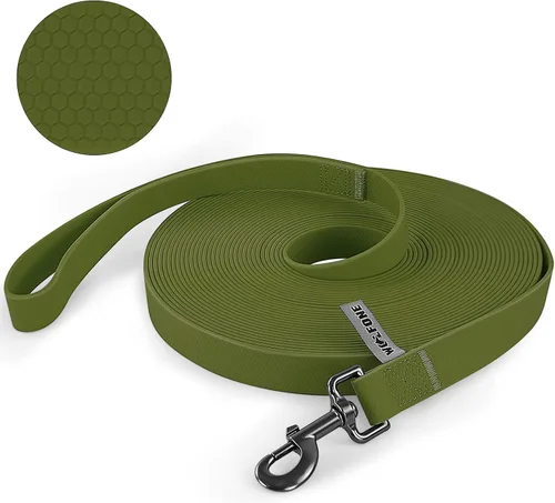 Vista 14 de WOLFONE Correa de PVC impermeable para perro, correa de entrenamiento larga de 10 pies, núcleo de nailon resistente sin enredos, correa recubierta