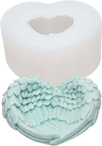 Vista 4 de MIMIRACLE - Molde de silicona con alas de ángel, molde de resina para manualidades y jabón Textura detallada de plumas, flexible y fácil