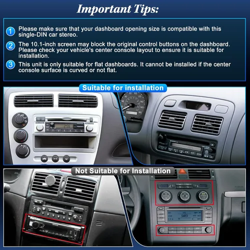 Vista 6 de [2G+64G] Radio de coche Bluetooth de 10.1 pulgadas con Bluetooth inalámbrico Apple Carplay Android Auto, pantalla táctil giratoria Receptores