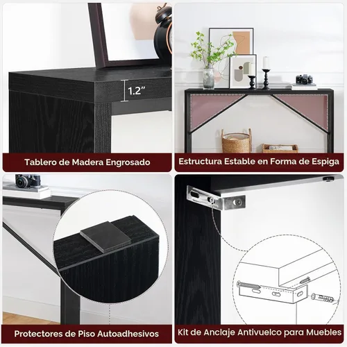 Vista 8 de MAHANCRIS Mesa consola, mesa de sofá de 62.2 pulgadas de largo detrás del sofá, mesa de entrada estrecha, mesa de comedor de granja con marco