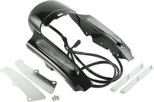 Vista 6 de TCT-MOTORPARTS Juego de fascia de extensión de guardabarros trasero con luz LED para Harley Touring modelos Road King, Road Glide, Street Glide