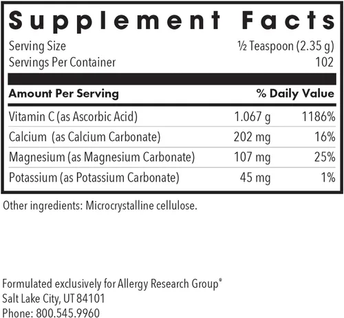 Vista 3 de ARG - Polvo de vitamina C tamponada, apoyo inmunológico, 8.5 onzas