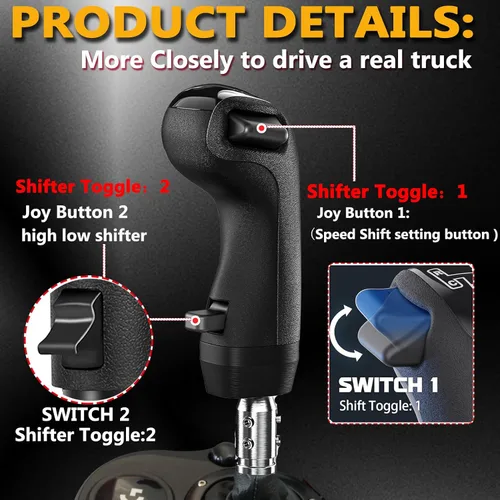 Vista 2 de Obokidly Upgrade USB Gearshift Knob Modification Steering Wheels Accessories Support G29 G27 G25 Compatible with PC for ATS & ETS2 Racing Shifter
