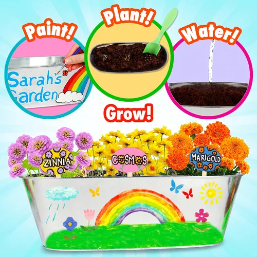Vista 2 de Miracle GRO My First Flower Growing Kit - Kit de manualidades de pintura y jardinería de plantas para niños, niñas, regalos de Pascua para niños