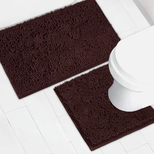 Vista 38 de Juego de 2 tapetes de baño de chenilla, superabsorbentes, con fuerte respaldo antideslizante de PVC, tapetes de baño para baño, peludos