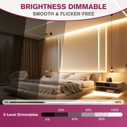 Vista 6 de EMITEVER COB Tira de luz LED sintonizable blanca 2700K-6500K, kit de cinta LED CCT regulable de 24 V de 16.4 pies, alta densidad 3200 LED CRI90+