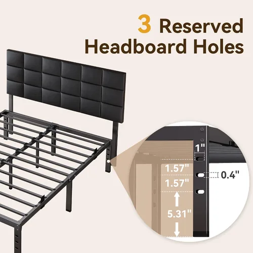 Vista 5 de Susalt - Base de cama metálica tamaño Queen, base de cama con plataforma de 14 pulgadas con espacio de almacenamiento, base de colchón