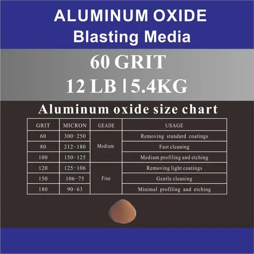 Vista 2 de Óxido de aluminio – 12 libras – Medios abrasivos de chorro de arena media a fina para gabinetes de voladura o pistolas de granallado. Grano #60