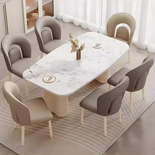 Vista 2 de YVYKFZD Leather Dining Chairs, Kitchen Chairs Set with Curved Back, Upholstered Dining Room Chair, Armless Comfy Side Chair, for Living Room, Dark