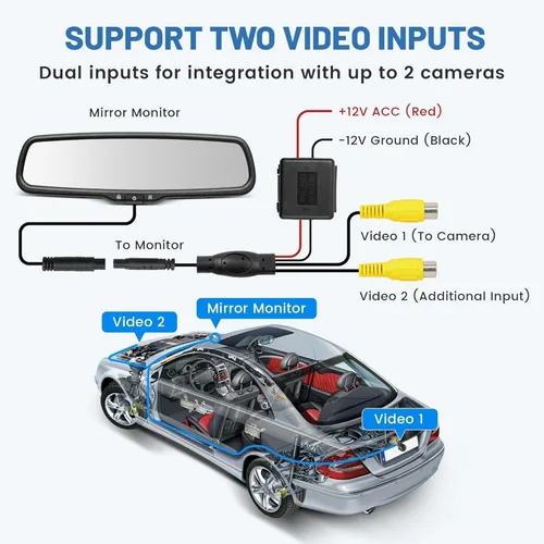 Vista 6 de EWAY Para Toyota Tundra 2007-2014 4.3 "Monitor de espejo retrovisor con manija del portón trasero Kit de cámara de respaldo Estacionamiento