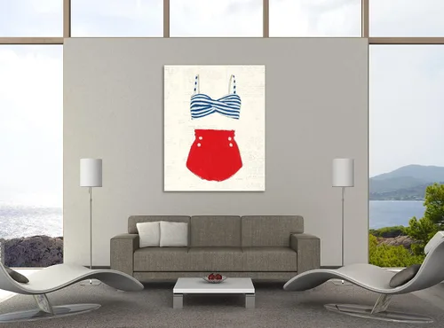 Vista 3 de Jaxson Rea Lienzo envuelto en la galería de papel de periódico Retro Swimwear IV por Emily Adams, 12 x 15 pulgadas
