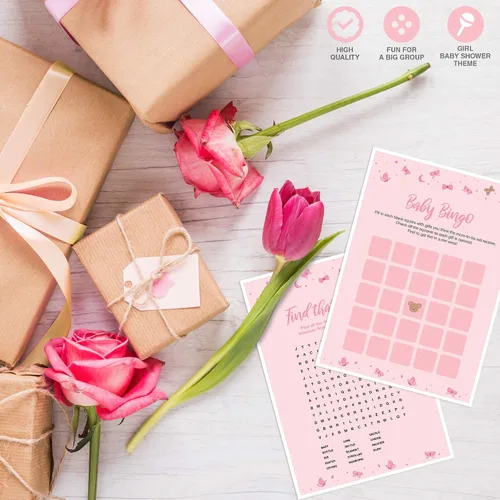 Vista 3 de Dessie Juegos de baby shower para niñas, juego definitivo para baby shower, 9 juegos únicos de baby shower para niñas, 100 mini pinzas para la ropa