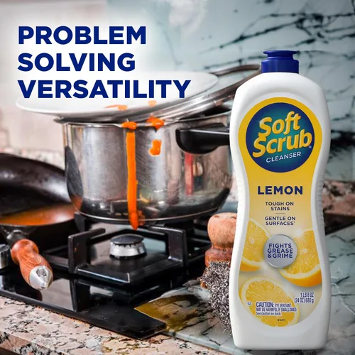 Vista 8 de Soft Scrub Limpiador de superficies multiusos, limón, 36 onzas líquidas Removes tough grime and stains, safe for use on sinks and counters
