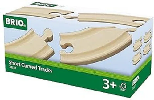 Vista 3 de BRIO World 33337 - Juego de 4 pistas curvas cortas de alta calidad - Juego de juguetes de tren de madera para niños y niños pequeños A partir de 3
