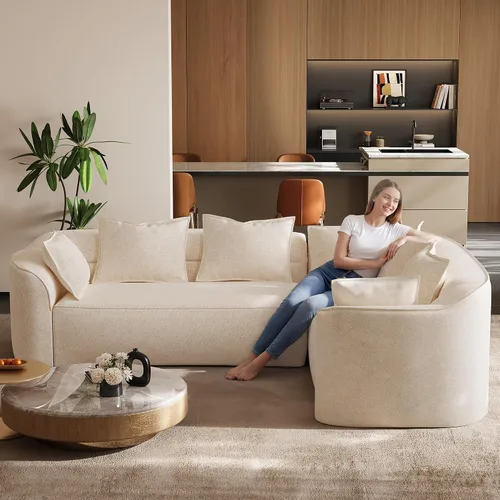 Vista 6 de OUYESSIR Sofá modular de gran tamaño de 111 pulgadas para sala de estar, sofá moderno de felpilla de lujo de 4 plazas, asiento extra profundo, sofá