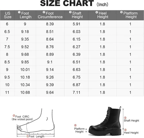 Vista 7 de mysoft Women's Combat Boots Platform Chunky Low Heel Lace Up Ankle Booties With Side Zipper Shoes