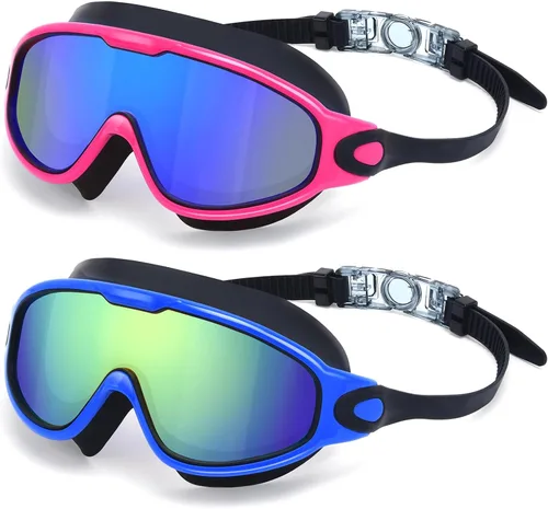 Vista 8 de Freela 2 Pack Swim Goggles for Adult Men Women,180°Wide Vision Anti-fog UV Protection No Leak Clear Swimming Goggles