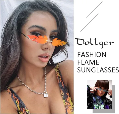 Vista 3 de Dollger Rimless Frame Sunglasses for Women Men Trendy Fire Sunglasses UV400 Protection
