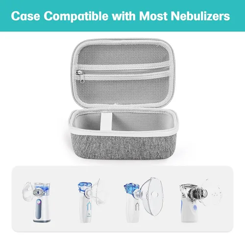 Vista 3 de ProCase Estuche de transporte para nebulizador portátil, máquina nebulizadora de mano para adultos y niños, bolsa de almacenamiento rígida con Gris